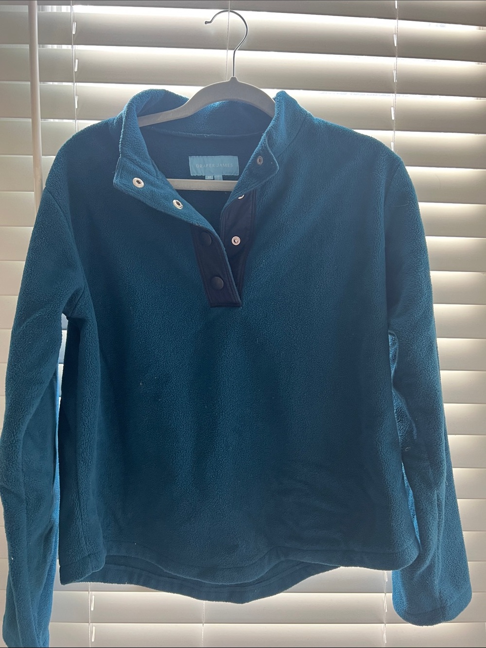 Draper James Teal Crewneck Snap Pullover Fleece